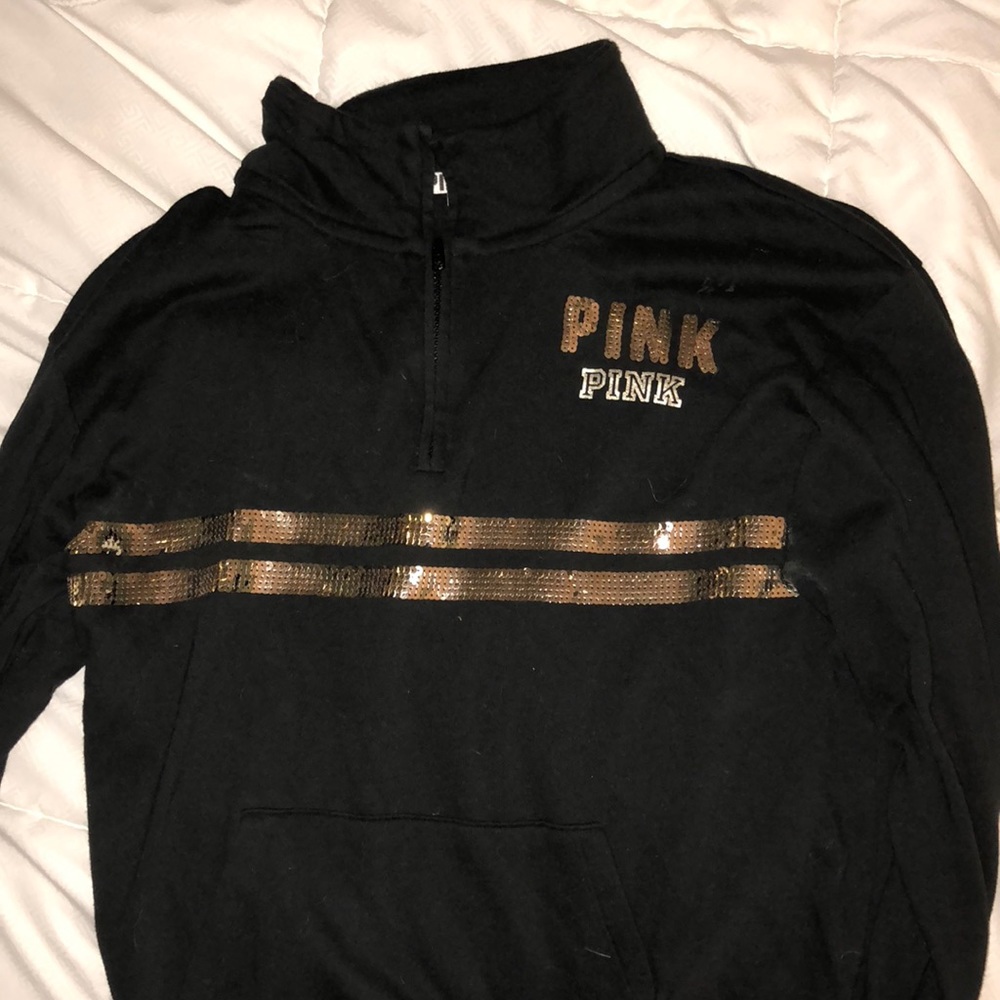 Pink sequin quarter zip